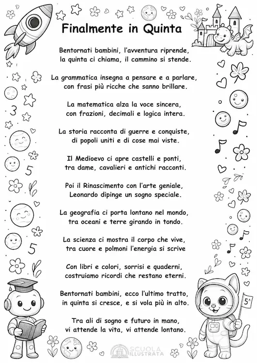 poesia benvenuto in quinta