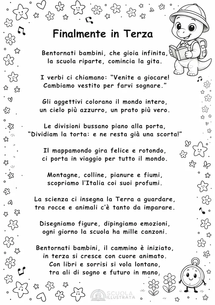 Poesia di benvenuto in classe terza elementare