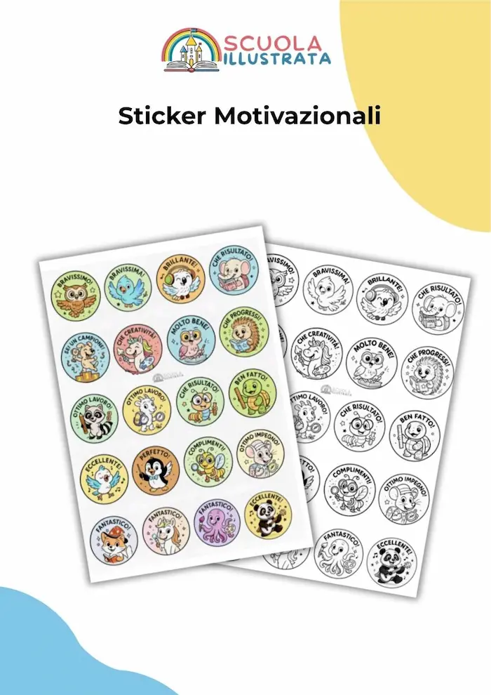Sticker motivazionali con mascotte