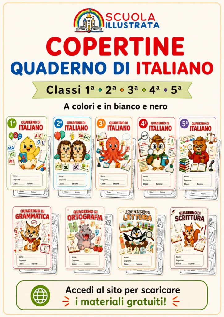 copertine quaderni italiano 1-5 elementare scuola illustrata (1)