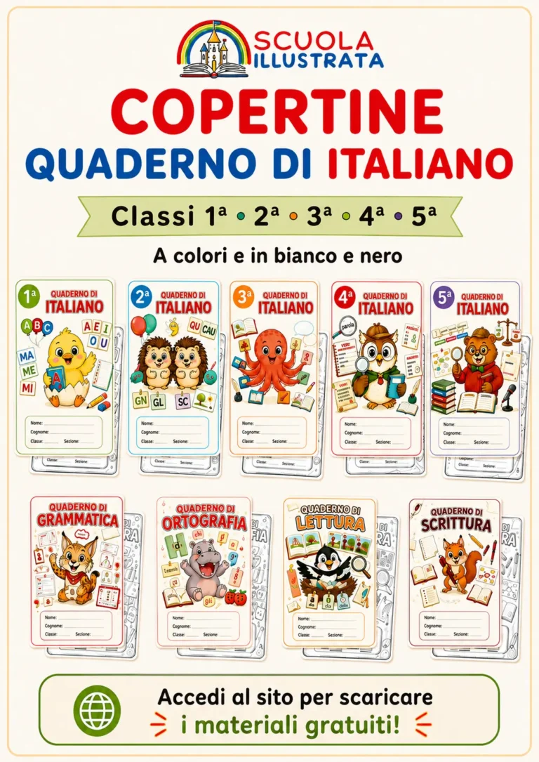 Copertine quaderni di Italiano da colorare