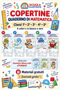 copertine quaderno di matematica scuola primaria gratis da colorare