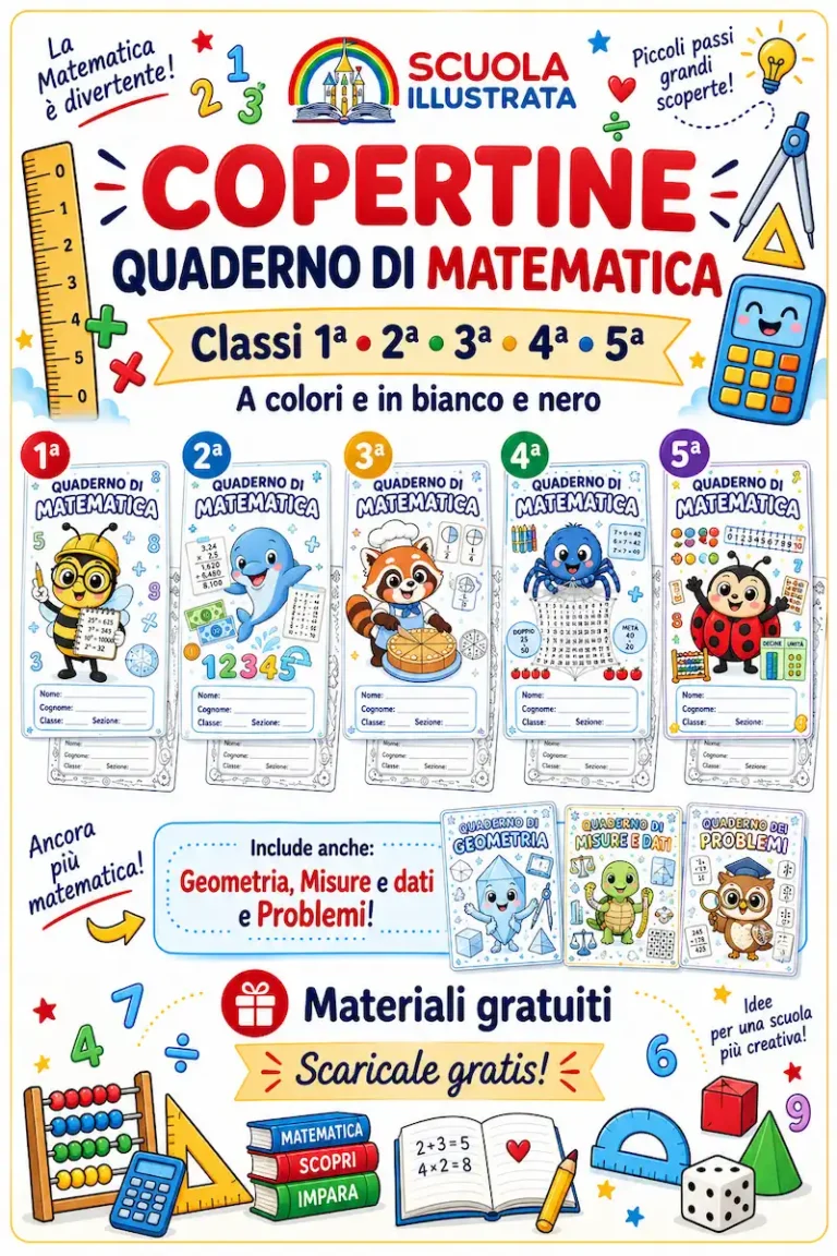copertine quaderno di matematica scuola primaria gratis da colorare